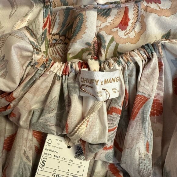 Mango X Chufy Collab Open Back Floral Mini Dress Mediterranean Boho S NEW - Picture 9 of 11